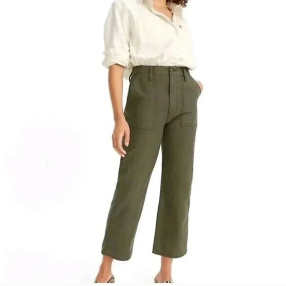 Levis Premium Ribcage Straight Ankle Pants High Rise Utility Green 30 - Picture 1 of 10